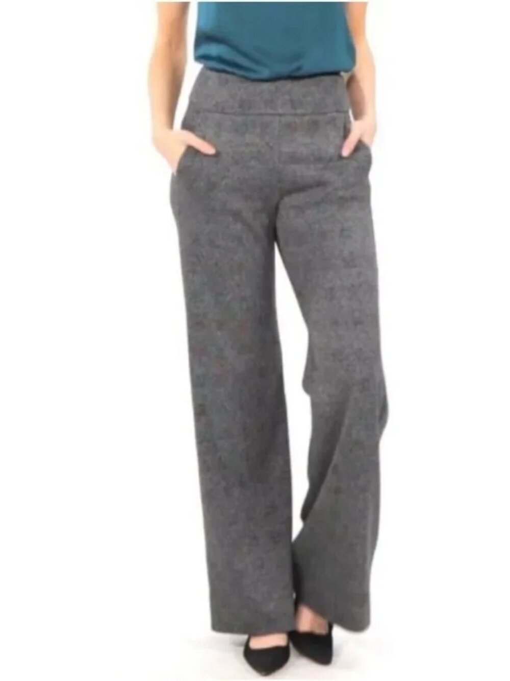 CAbi 3740 Bond Trouser Pants Women's 16 Glen Plaid Wide Leg Stretch Office NWT